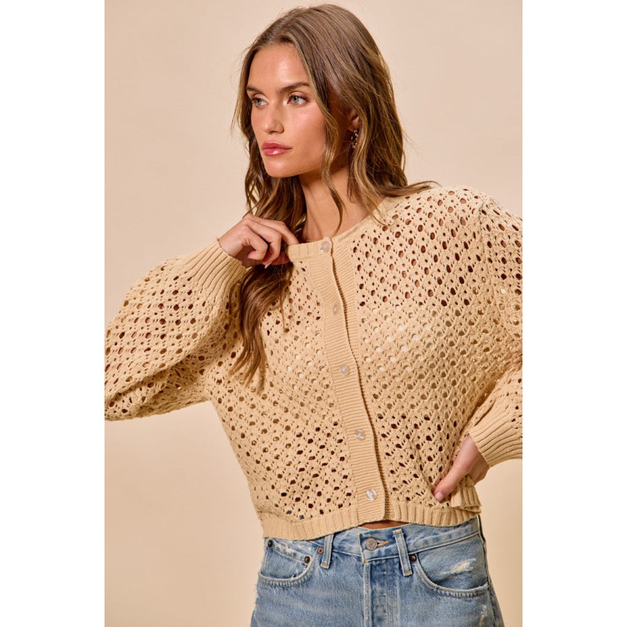 SO ME Open Knitted Button Down Cardigan Sweater Top Apparel and Accessories