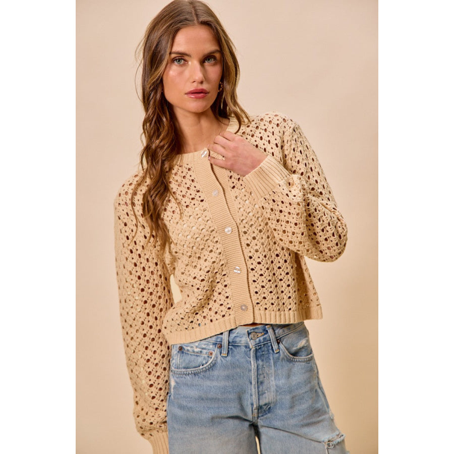 SO ME Open Knitted Button Down Cardigan Sweater Top Apparel and Accessories