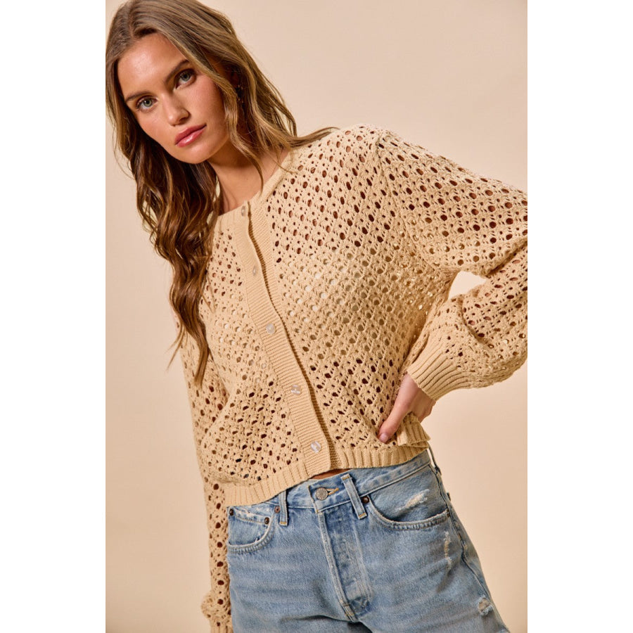 SO ME Open Knitted Button Down Cardigan Sweater Top Apparel and Accessories
