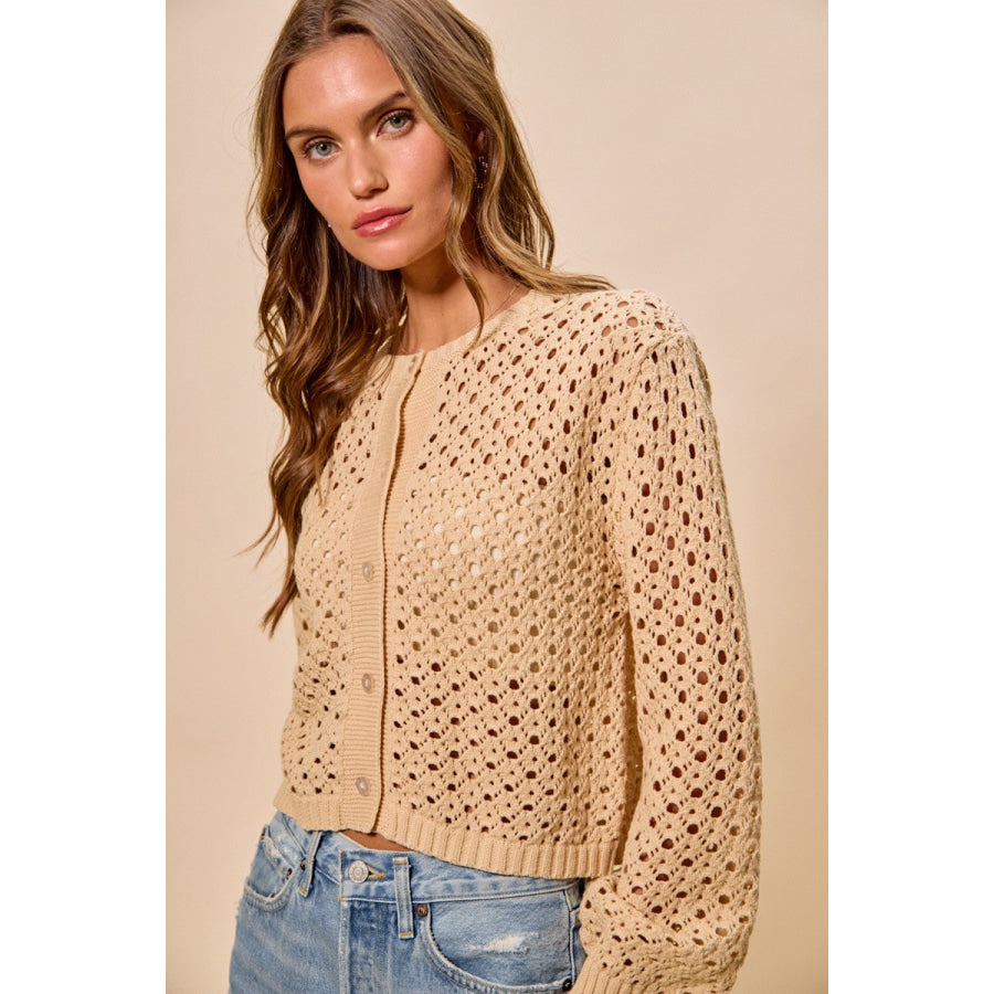 SO ME Open Knitted Button Down Cardigan Sweater Top Apparel and Accessories