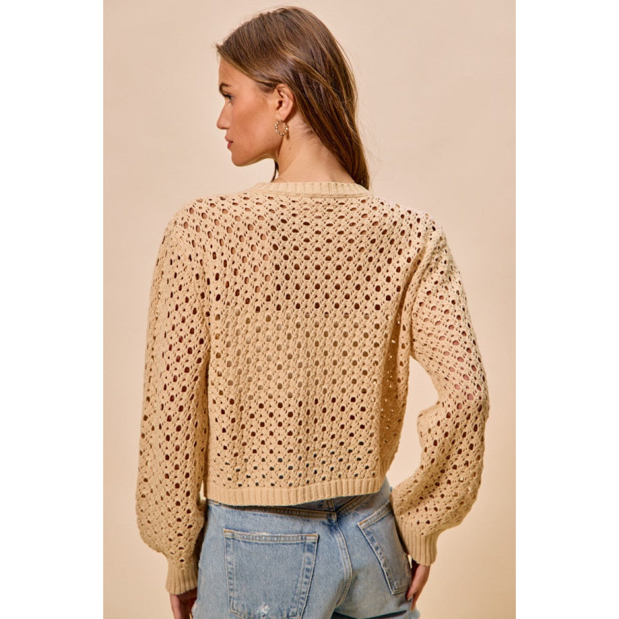SO ME Open Knitted Button Down Cardigan Sweater Top Apparel and Accessories