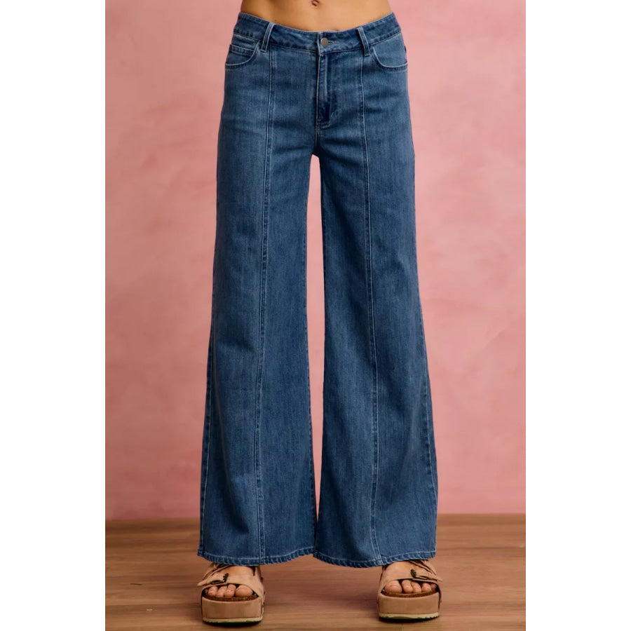 SO ME Seam Detail Mid Rise Stretch Denim Jeans Apparel and Accessories