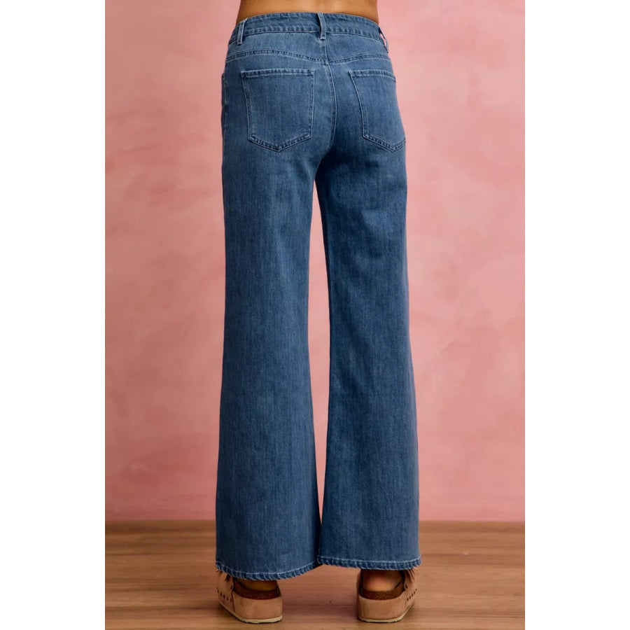 SO ME Seam Detail Mid Rise Stretch Denim Jeans DENIM / S Apparel and Accessories