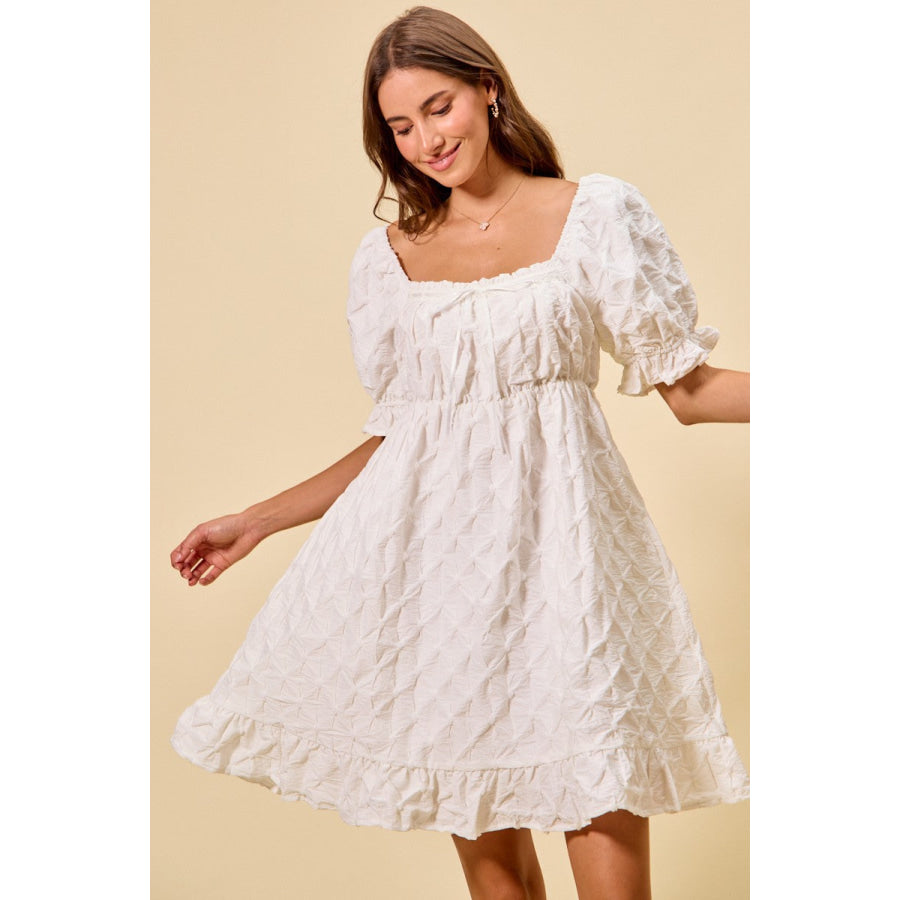 SO ME Texture Woven Ruching On Bust Mini Dress Apparel and Accessories