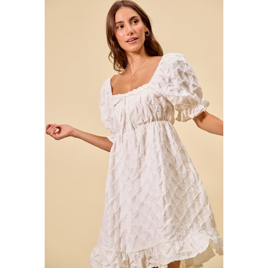 SO ME Texture Woven Ruching On Bust Mini Dress Apparel and Accessories
