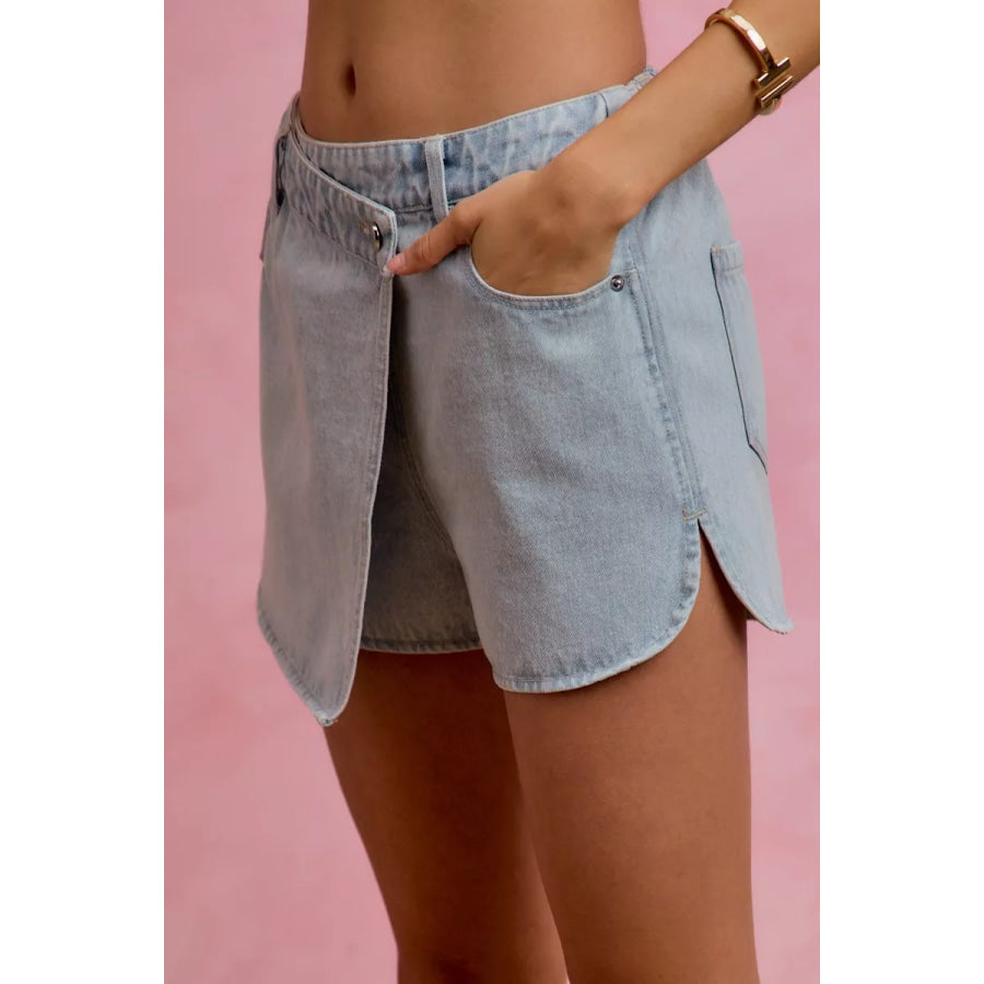 SO ME Washed Denim Wrap Skorts Apparel and Accessories
