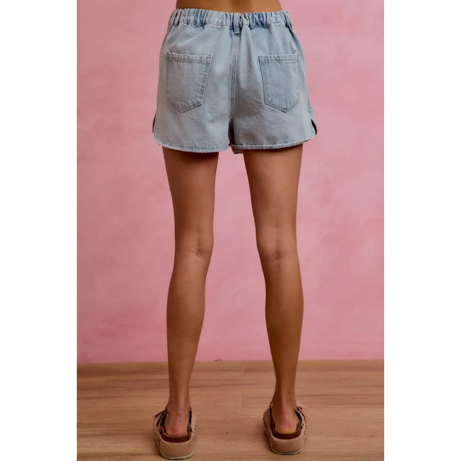 SO ME Washed Denim Wrap Skorts Apparel and Accessories