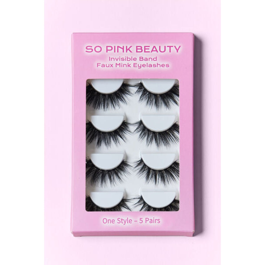 SO PINK BEAUTY Faux Mink Eyelashes 5 Pairs Apparel and Accessories