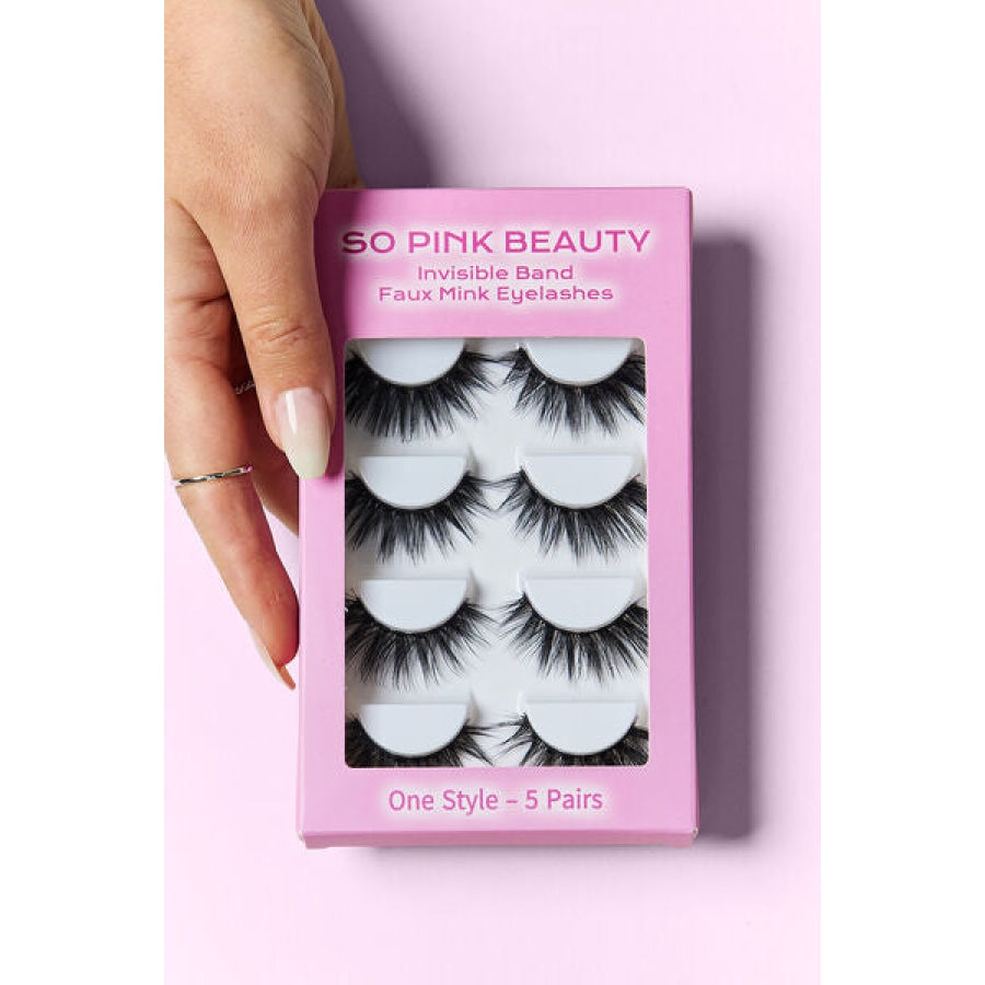 SO PINK BEAUTY Faux Mink Eyelashes 5 Pairs Noir / One Size Apparel and Accessories