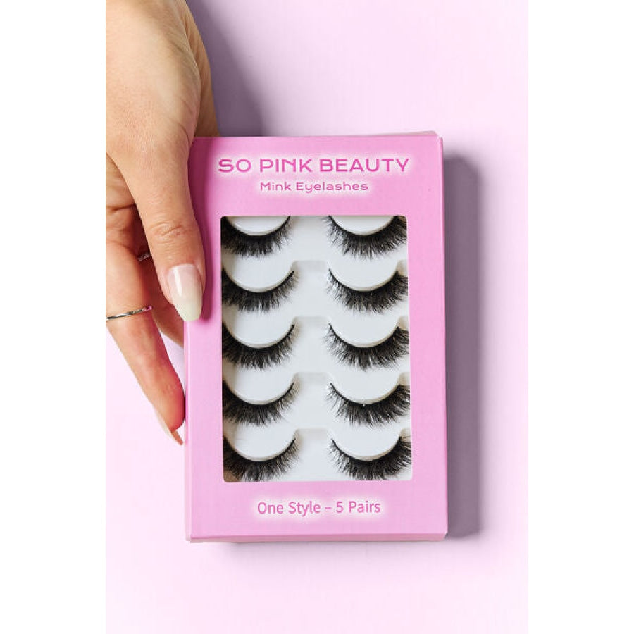 SO PINK BEAUTY Mink Eyelashes 5 Pairs Date Night / One Size Apparel and Accessories