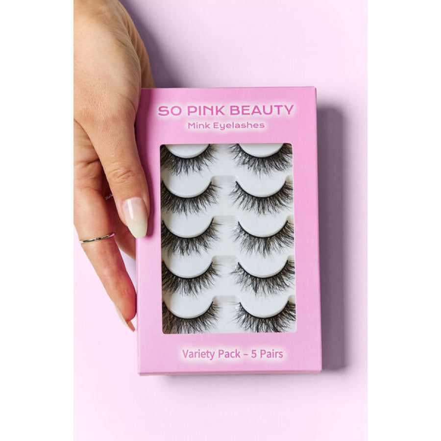 SO PINK BEAUTY Mink Eyelashes 5 Pairs Soft Glam / One Size Apparel and Accessories