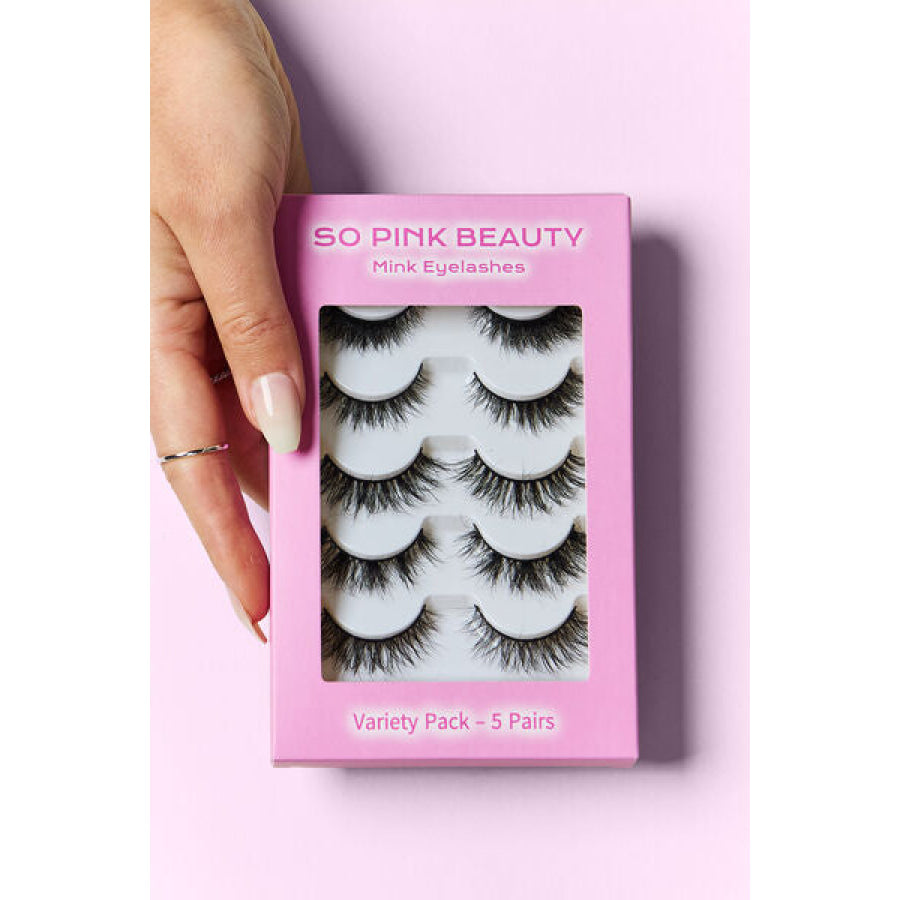SO PINK BEAUTY Mink Eyelashes Variety Pack 5 Pairs Wispy Wonder / One Size Apparel and Accessories