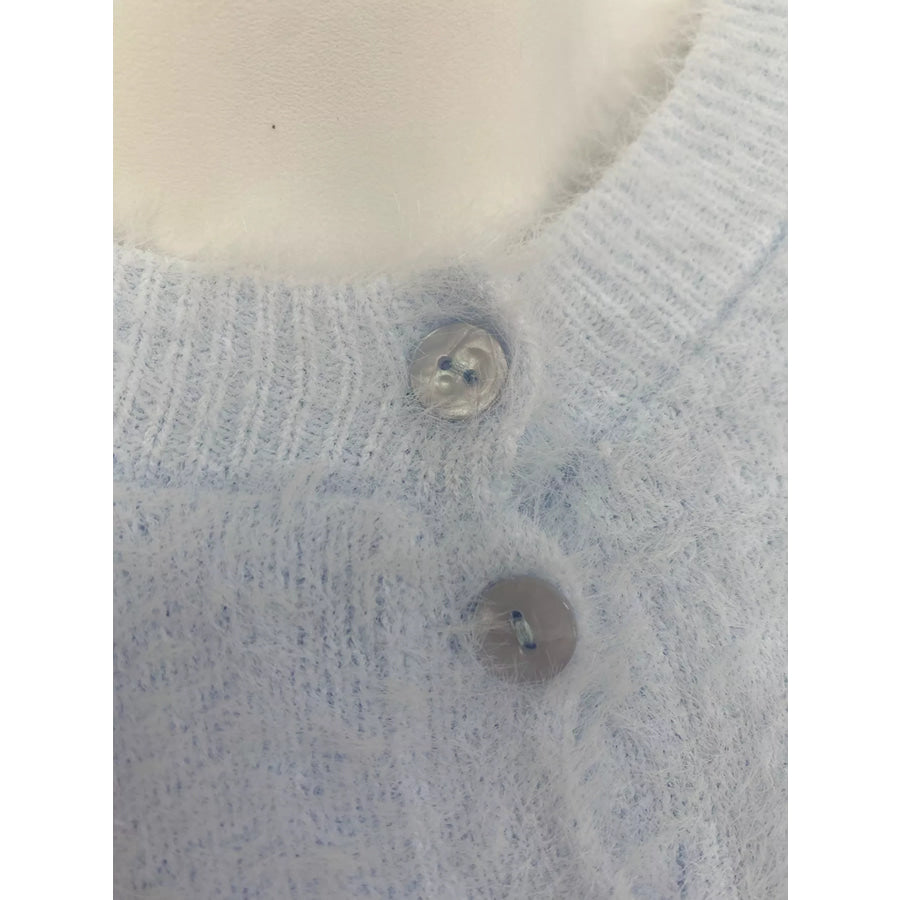 Soft Fuzzy Button-Down Cropped Cardigan Apparel and Accessories