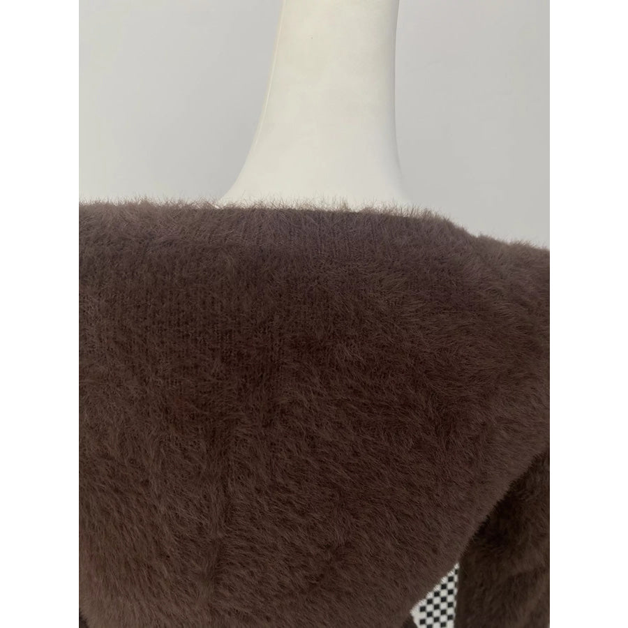 Soft Fuzzy Button-Down Cropped Cardigan Apparel and Accessories