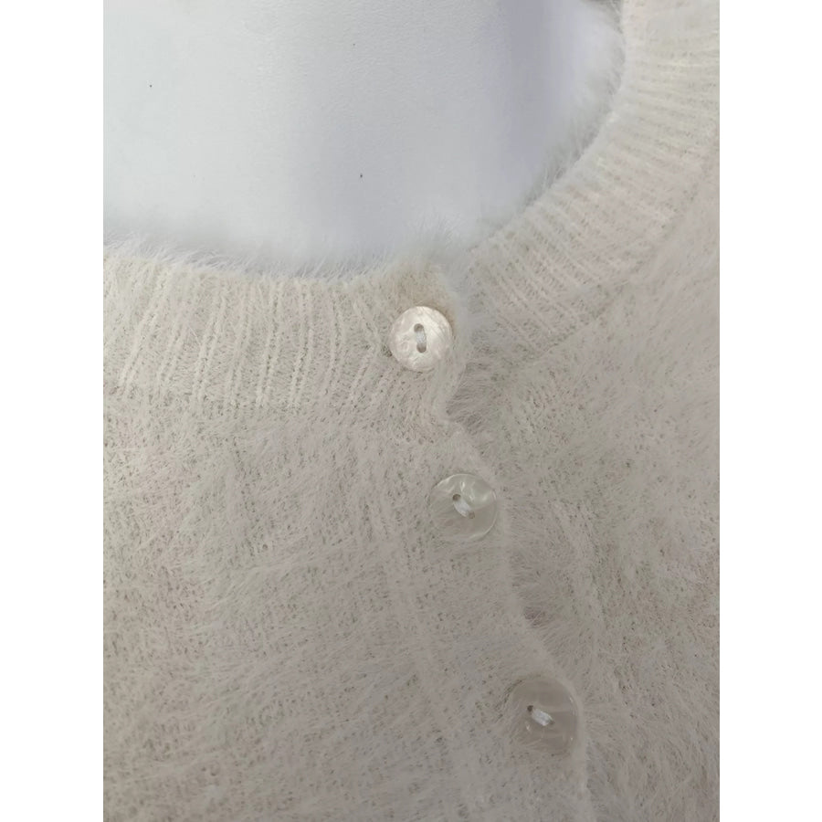 Soft Fuzzy Button-Down Cropped Cardigan Apparel and Accessories