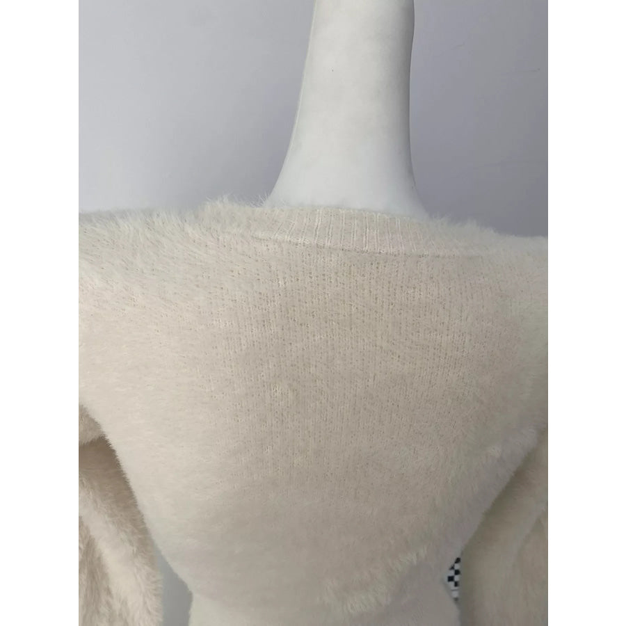 Soft Fuzzy Button-Down Cropped Cardigan Apparel and Accessories