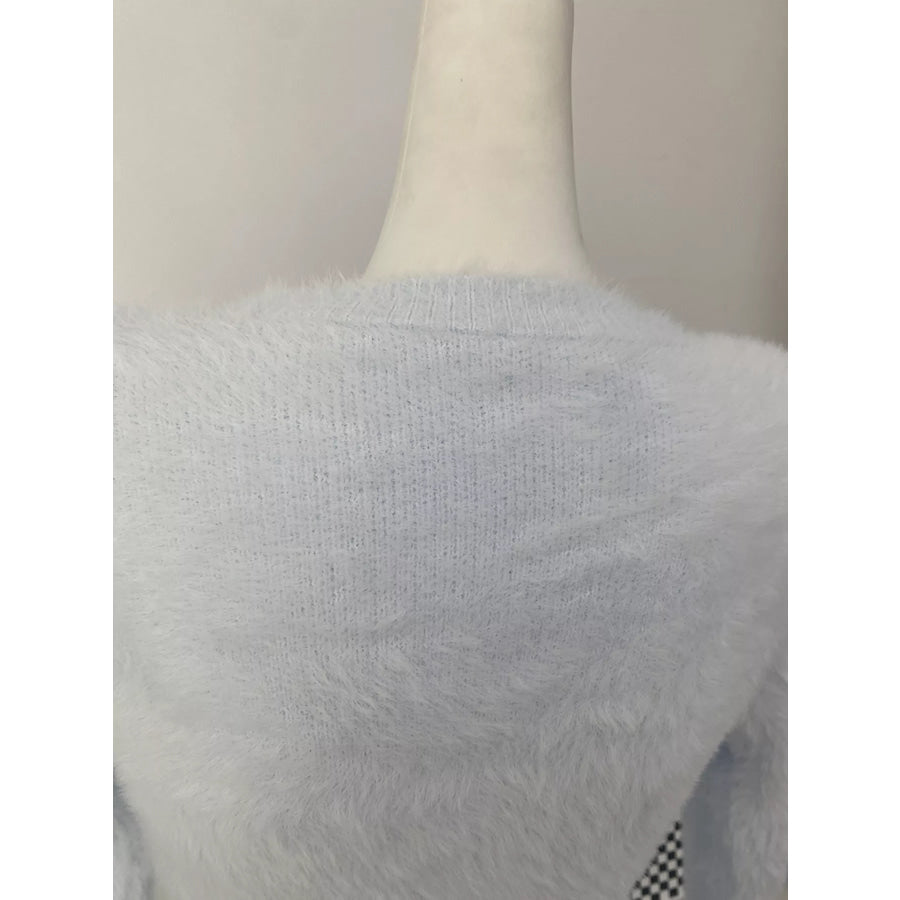 Soft Fuzzy Button-Down Cropped Cardigan Apparel and Accessories