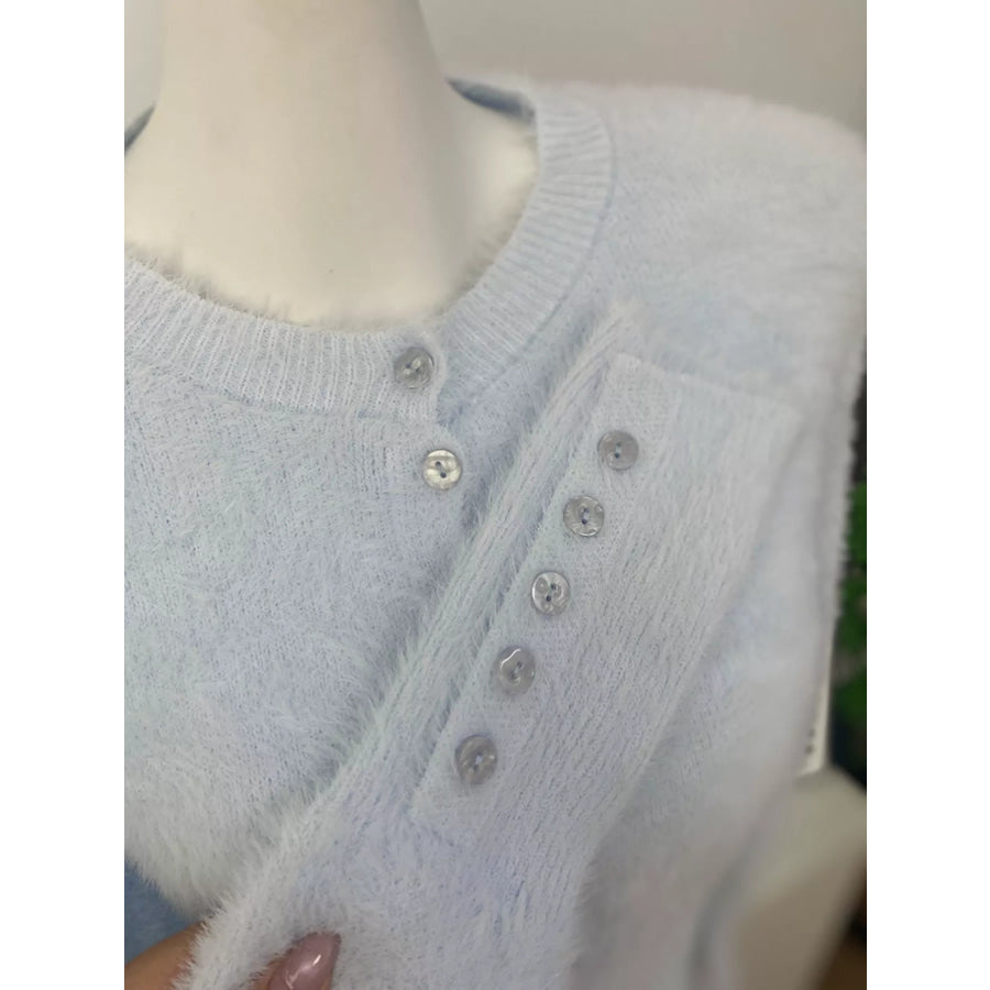 Soft Fuzzy Button-Down Cropped Cardigan Apparel and Accessories