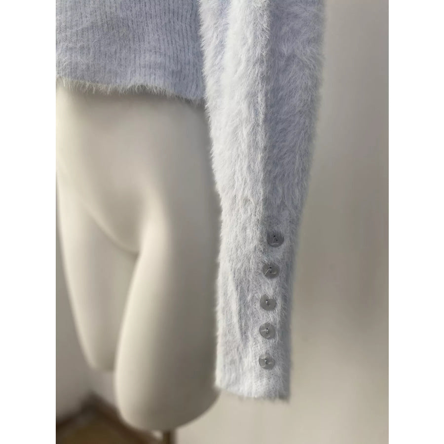 Soft Fuzzy Button-Down Cropped Cardigan Apparel and Accessories