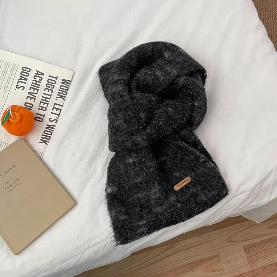Soft Fuzzy Contrast Scarf Black / One Size Apparel and Accessories