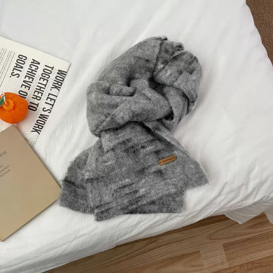 Soft Fuzzy Contrast Scarf Grey / One Size Apparel and Accessories