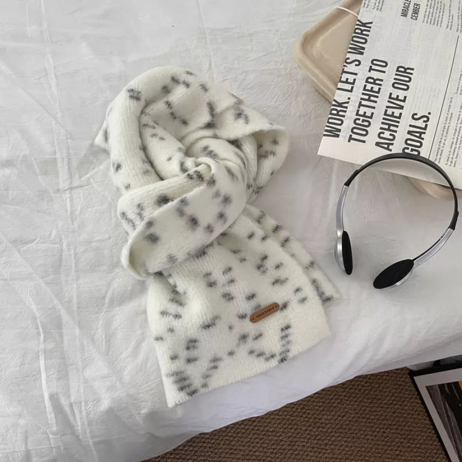 Soft Fuzzy Contrast Scarf Milky White / One Size Apparel and Accessories