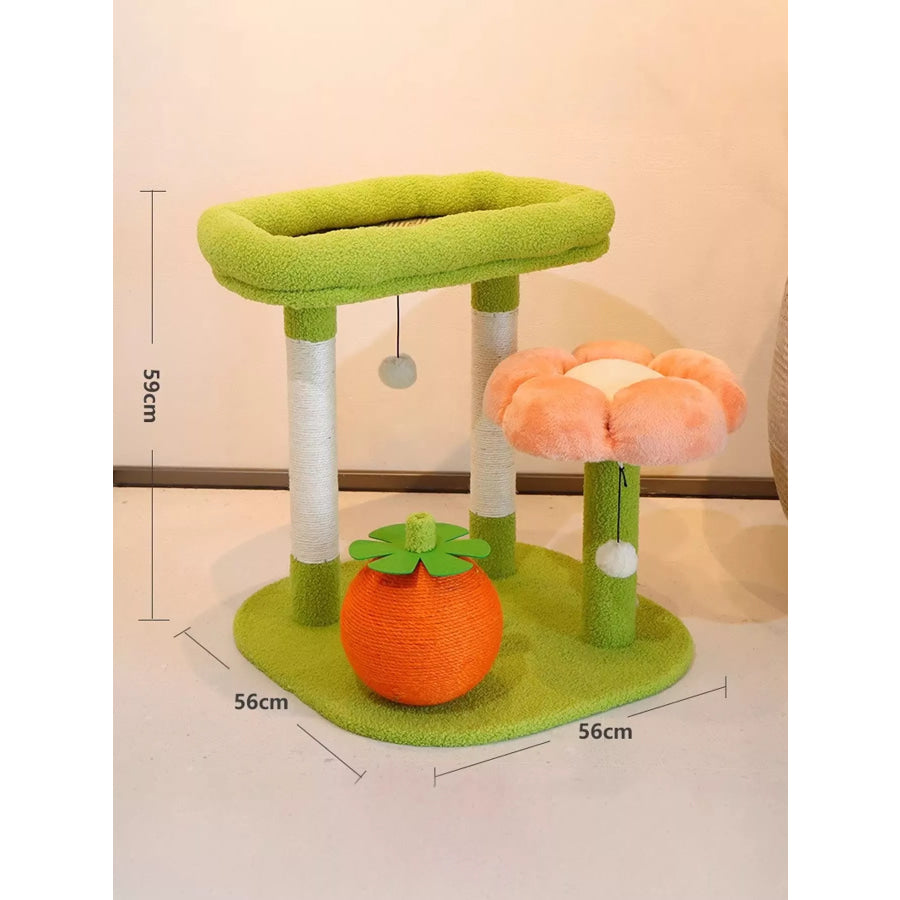 Soft Plush Cat Scratching Post Rattan Green / ONESIZE Apparel and Accessories