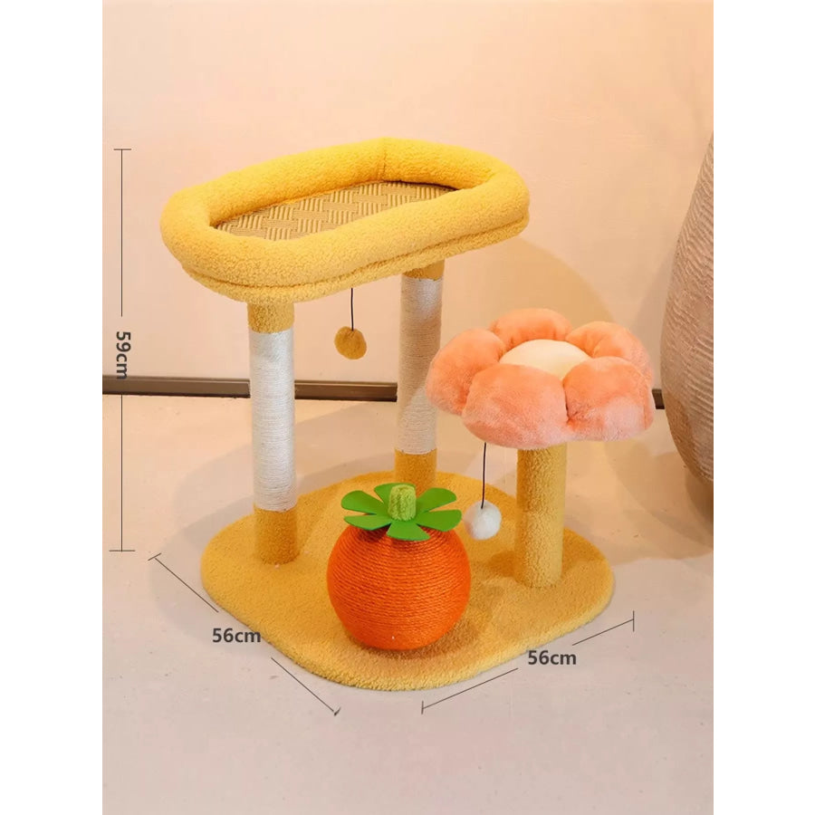 Soft Plush Cat Scratching Post Rattan Yellow / ONESIZE Apparel and Accessories
