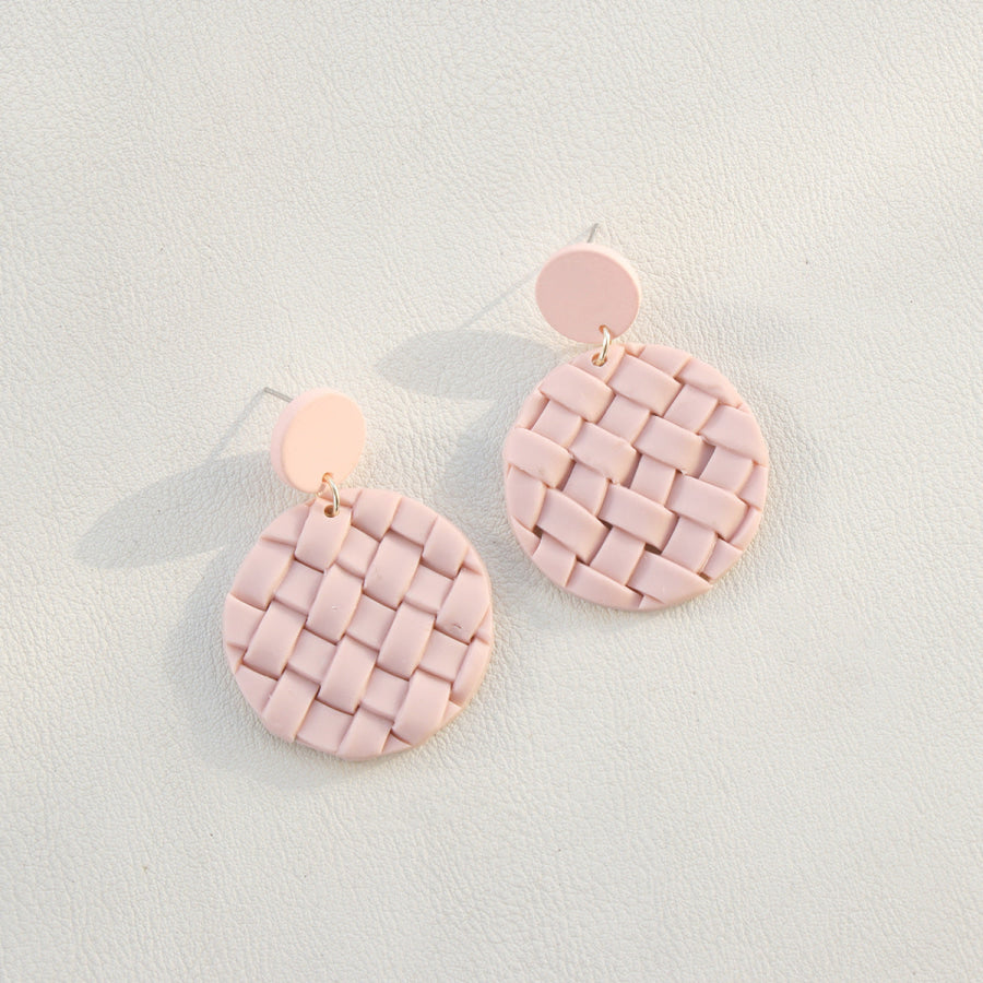 Soft Pottery Round Braided Earrings Blush Pink / One Size Apparel and Accessories