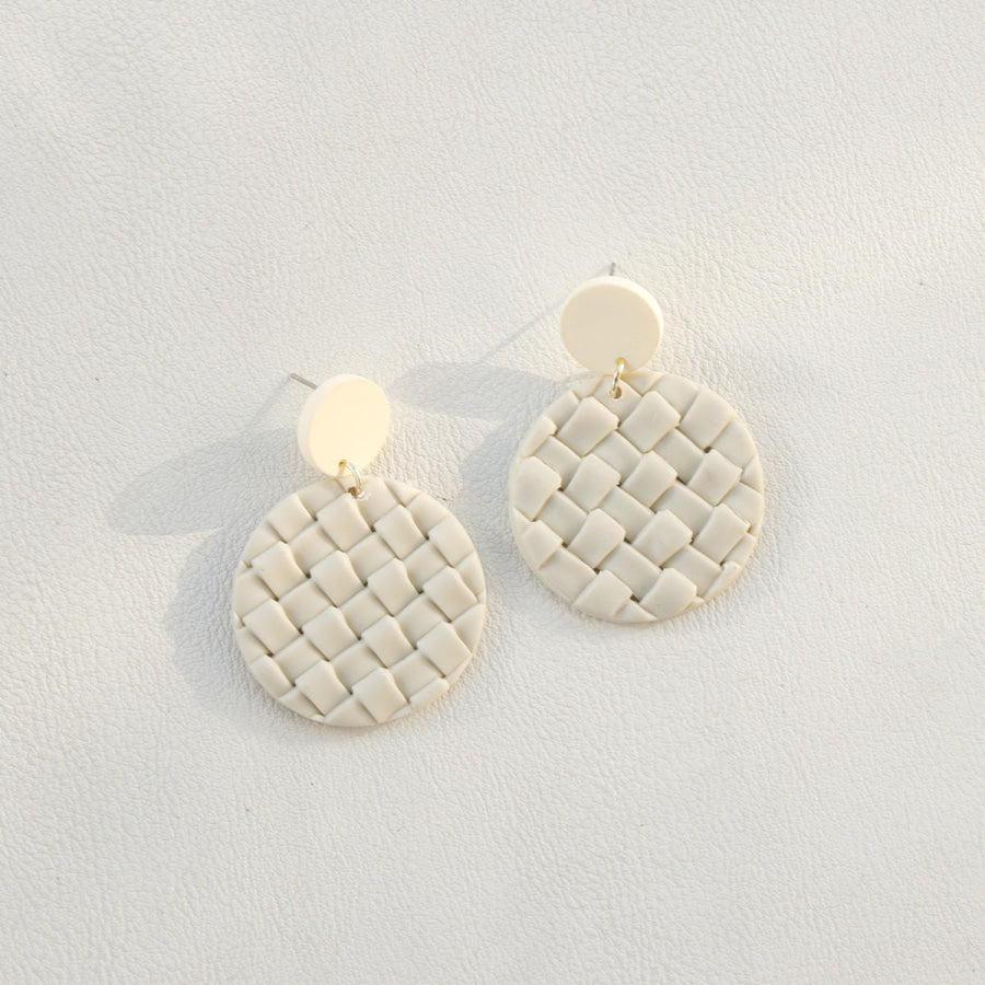 Soft Pottery Round Braided Earrings Ivory / One Size Apparel and Accessories