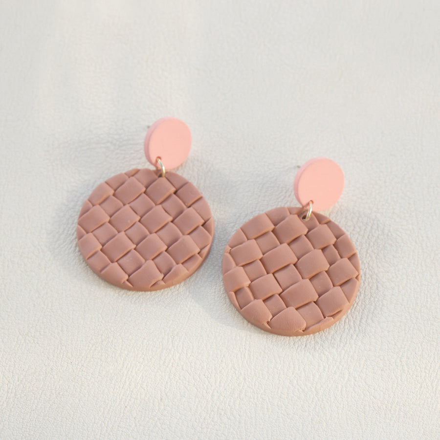 Soft Pottery Round Braided Earrings Light Mauve / One Size Apparel and Accessories