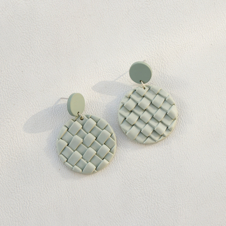 Soft Pottery Round Braided Earrings Sage / One Size Apparel and Accessories