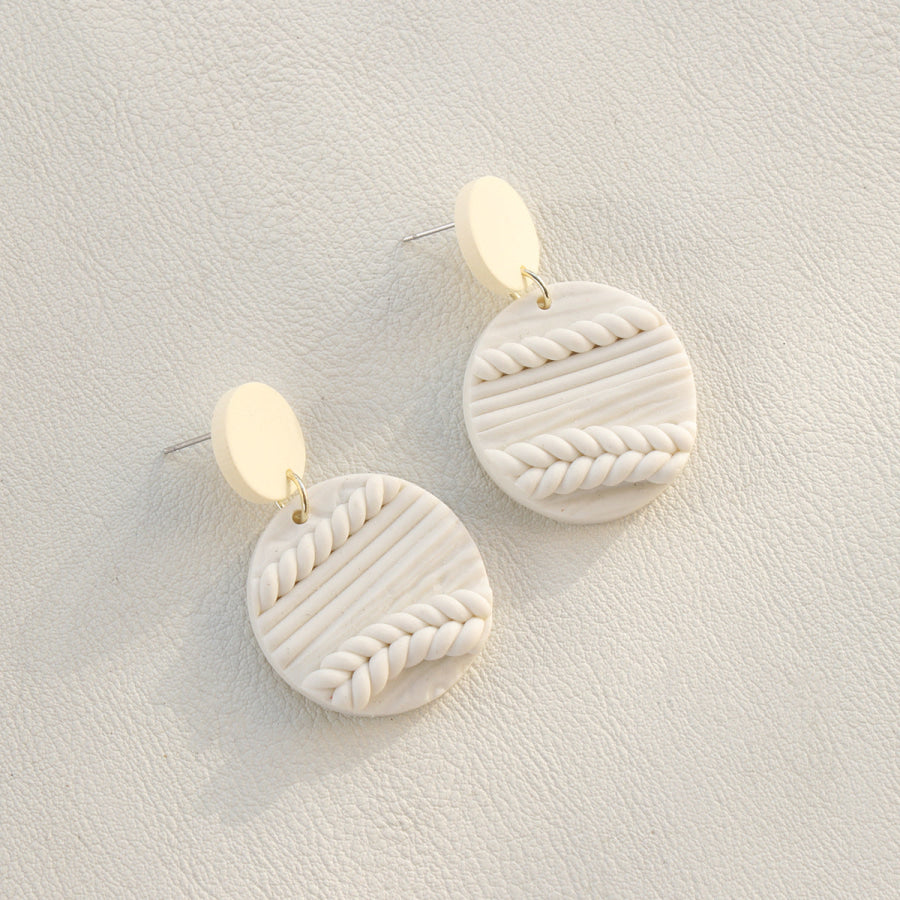 Soft Pottery Round Earrings Ivory / One Size Apparel and Accessories
