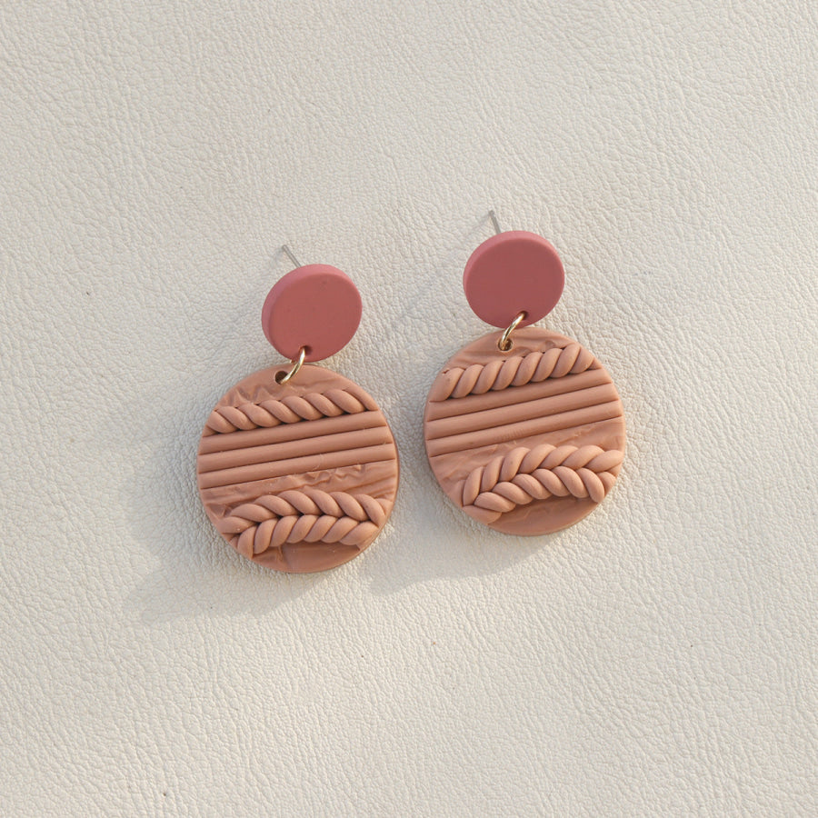 Soft Pottery Round Earrings Light Mauve / One Size Apparel and Accessories
