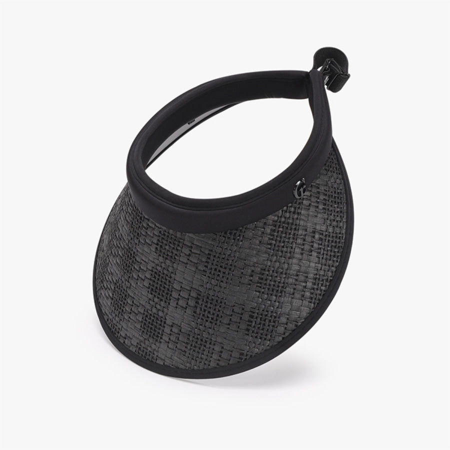 Solid Adjustable Weave Visor Black / One Size Apparel and Accessories