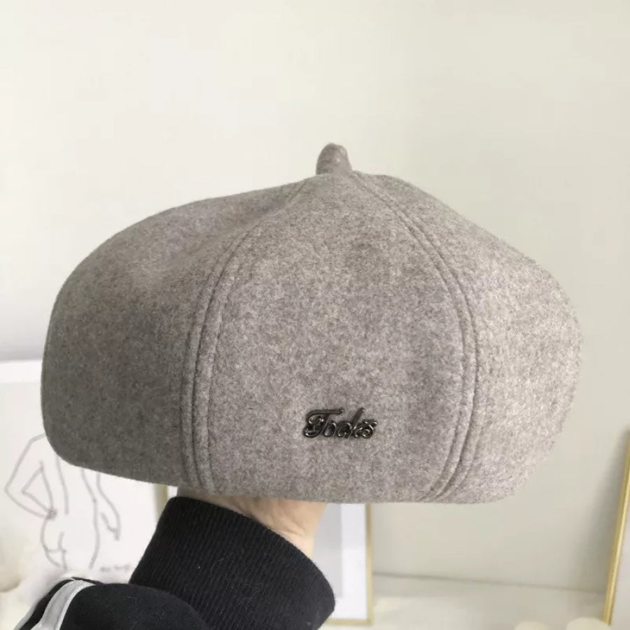 Solid Color Beret Hat Beige / One Size Apparel and Accessories