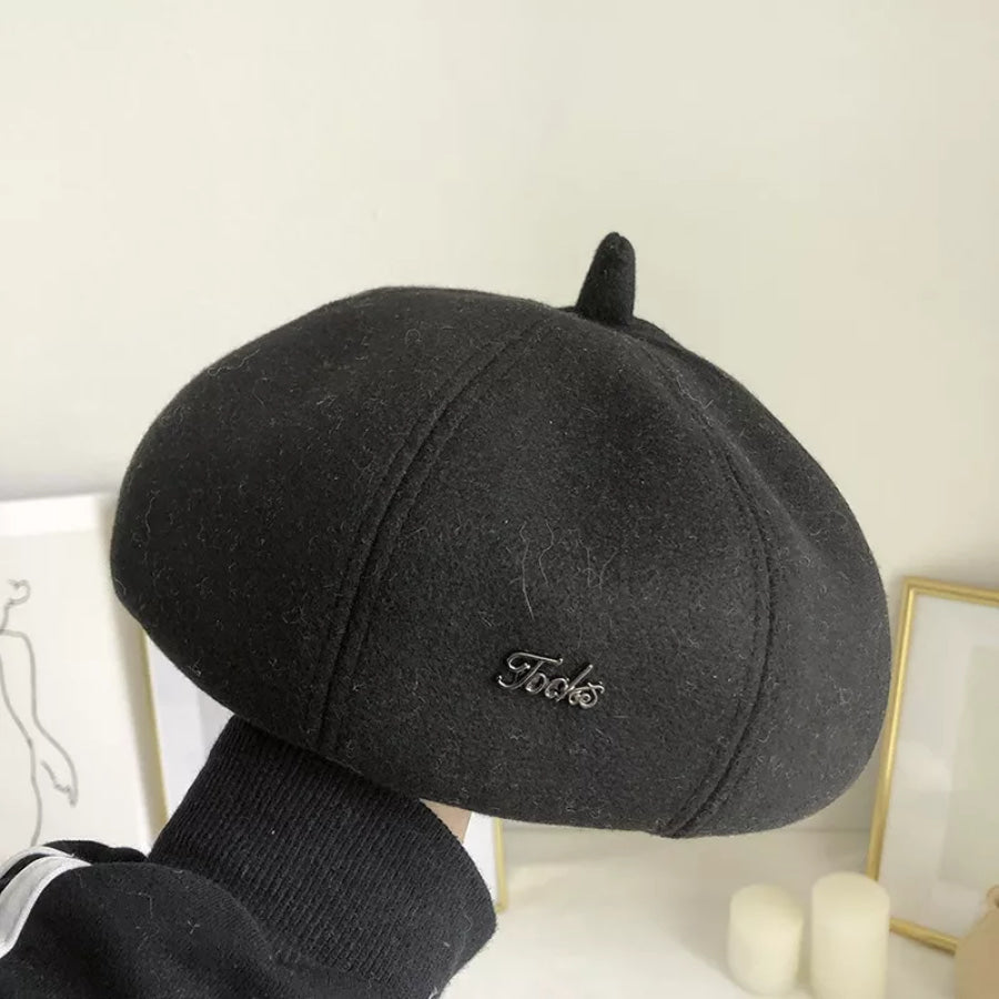 Solid Color Beret Hat Black / One Size Apparel and Accessories
