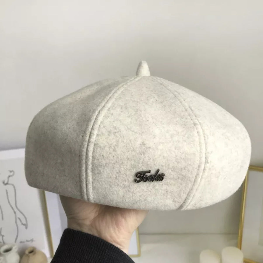 Solid Color Beret Hat Ivory / One Size Apparel and Accessories