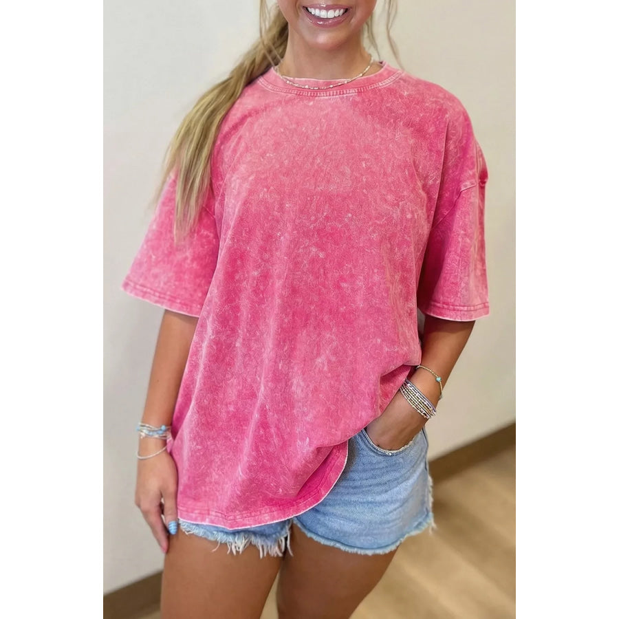 Solid Color Cotton Mineral Washed Oversize Tee Apparel and Accessories