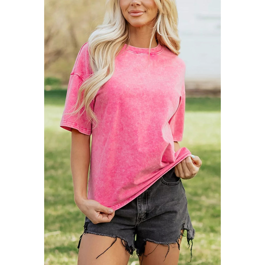 Solid Color Cotton Mineral Washed Oversize Tee Apparel and Accessories