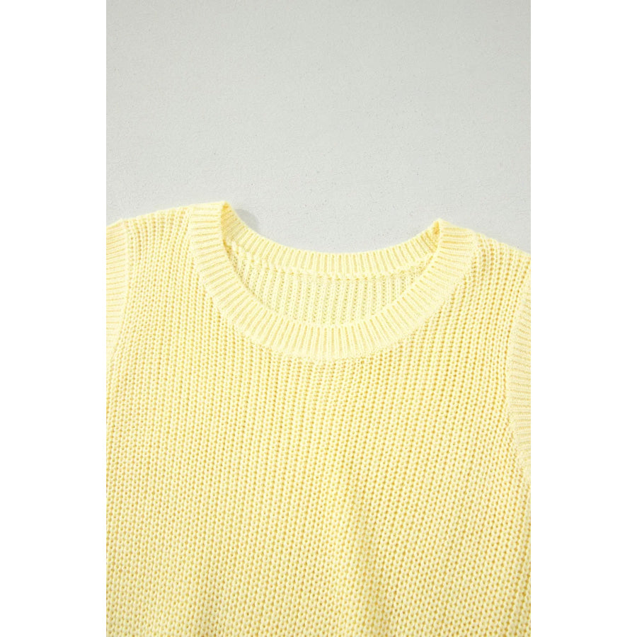 Solid Color Cropped Knit Knot Back Cutout Sweater Tank Apparel and Accessories