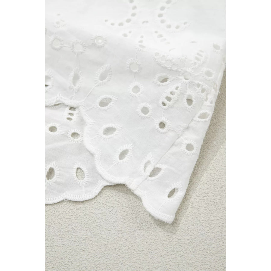 Solid Color Eyelet Embroidered T Shirt Mini Dress Apparel and Accessories
