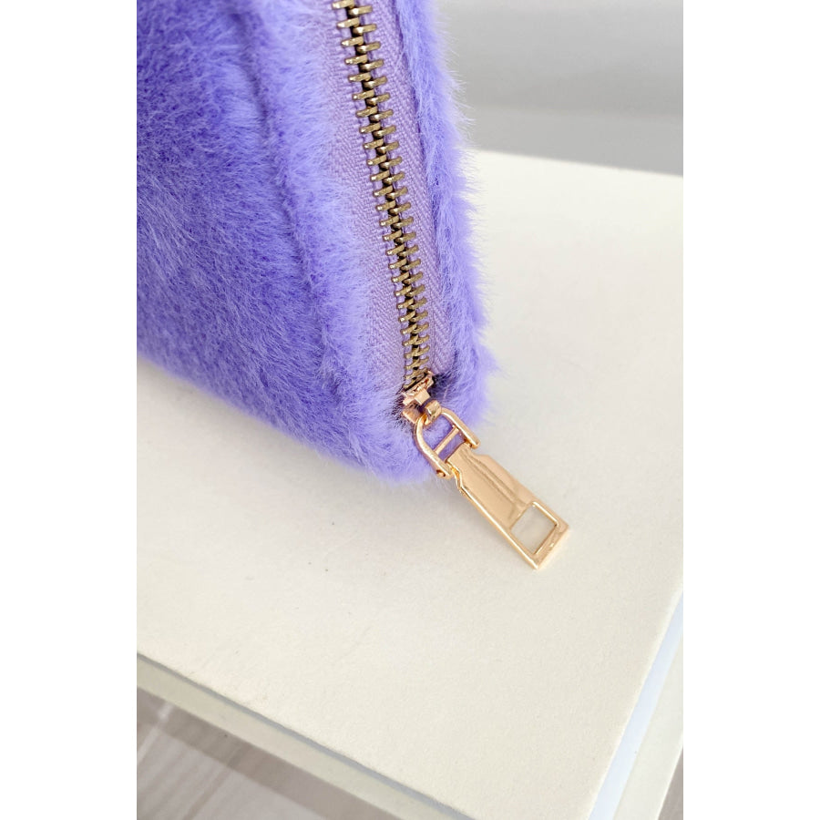 Solid Color Fluff Rectangle Wallet Apparel and Accessories
