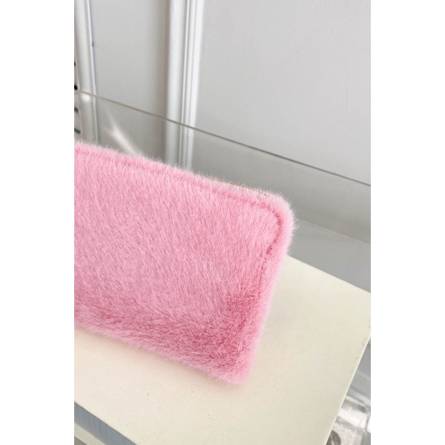 Solid Color Fluff Rectangle Wallet Apparel and Accessories