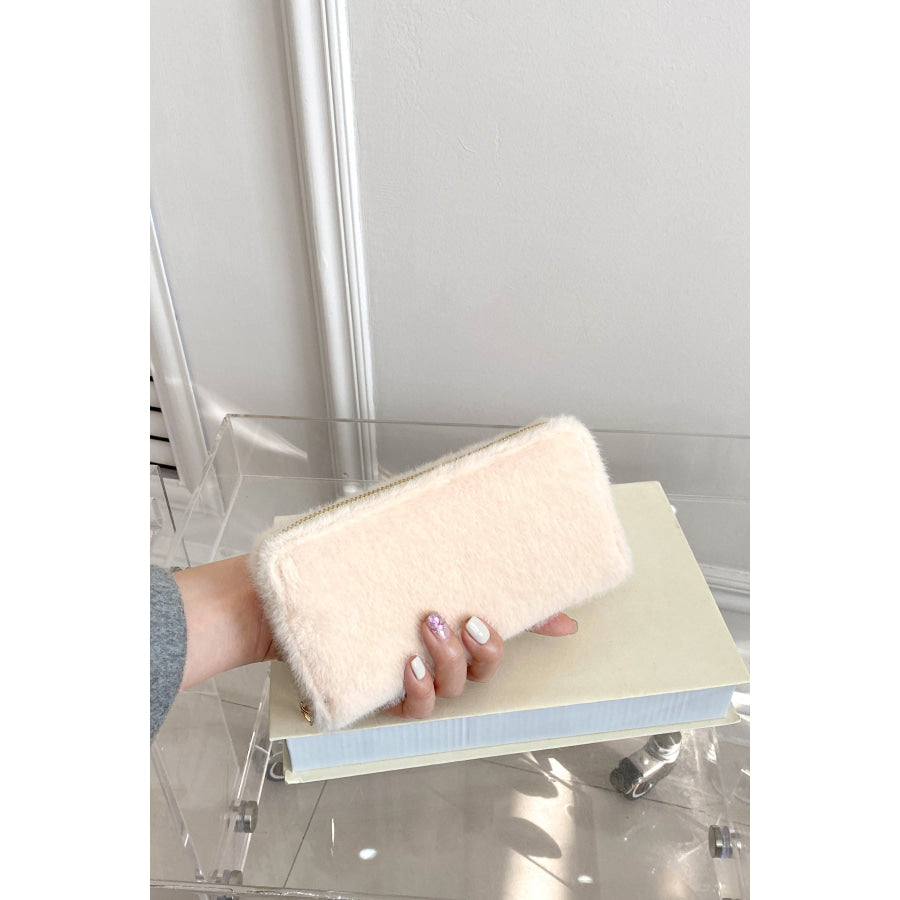 Solid Color Fluff Rectangle Wallet Apparel and Accessories