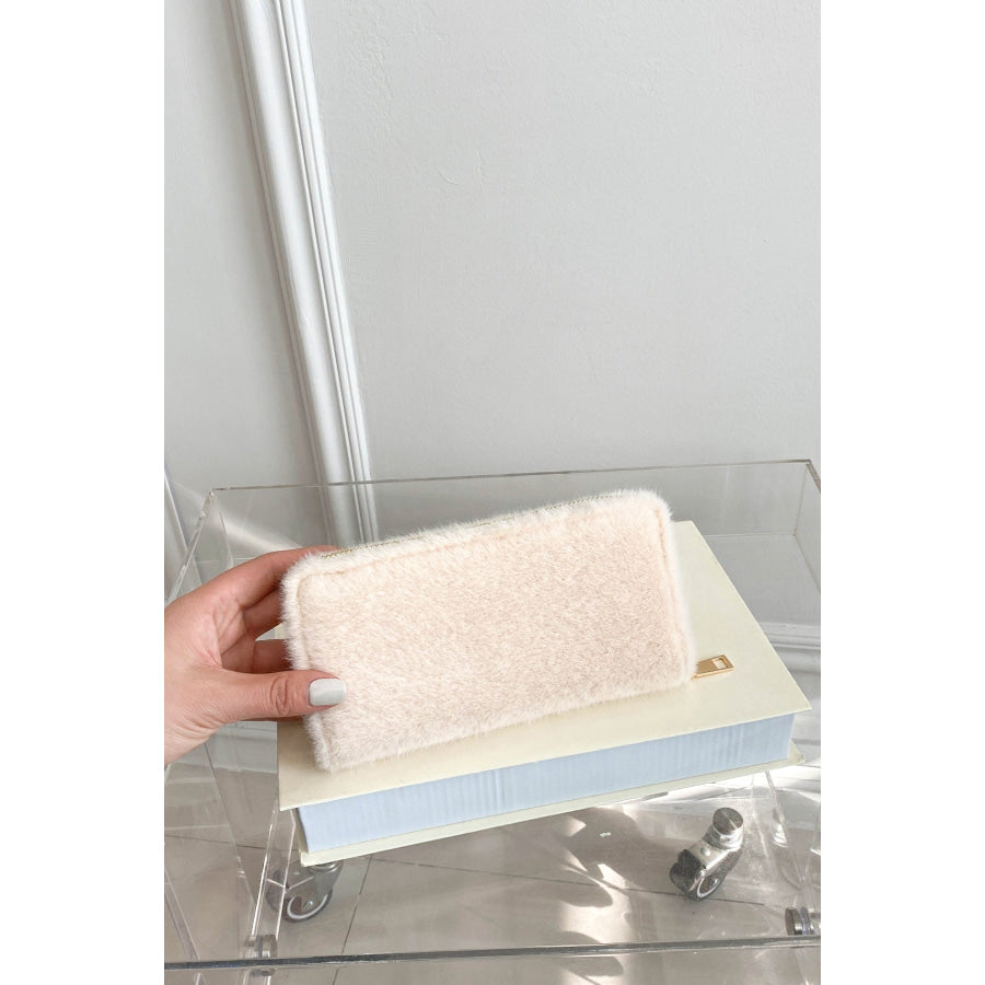 Solid Color Fluff Rectangle Wallet Apparel and Accessories