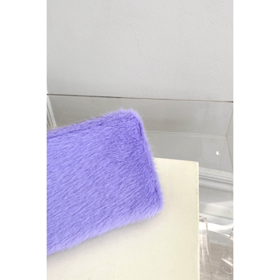 Solid Color Fluff Rectangle Wallet Apparel and Accessories
