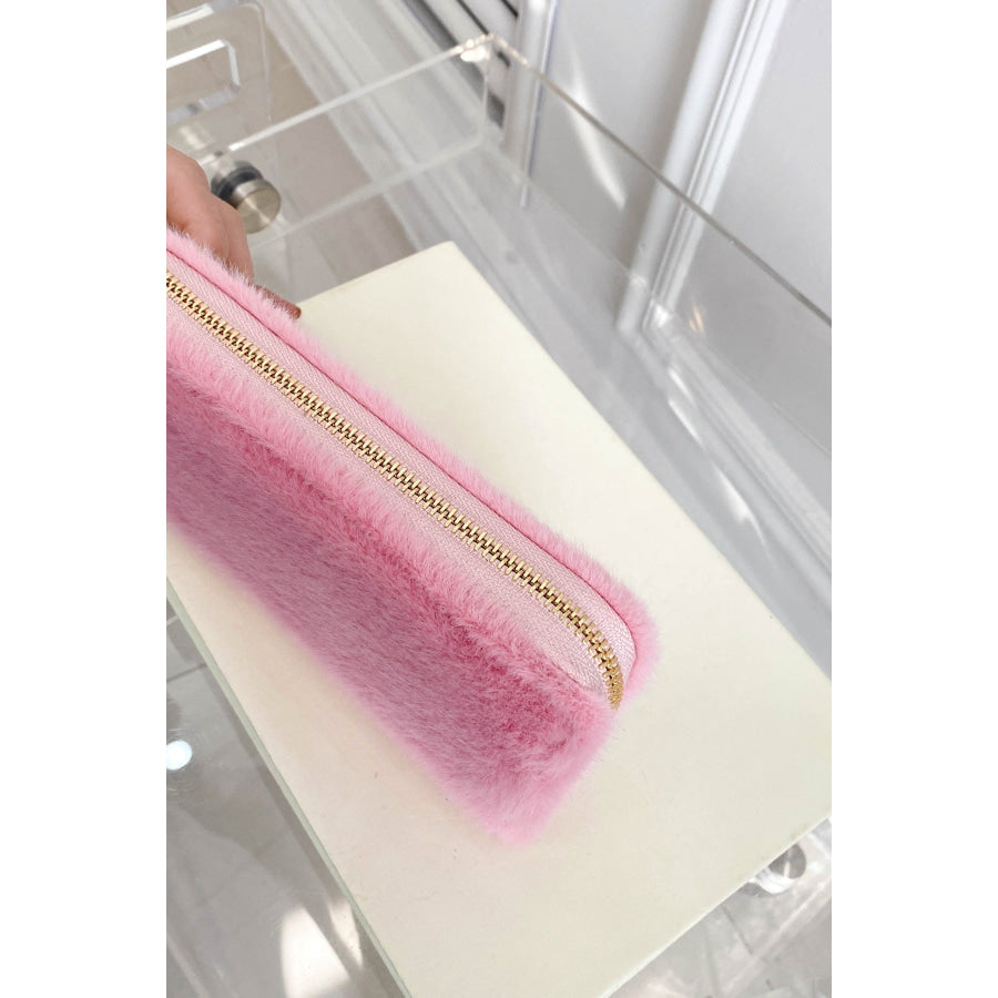 Solid Color Fluff Rectangle Wallet Apparel and Accessories