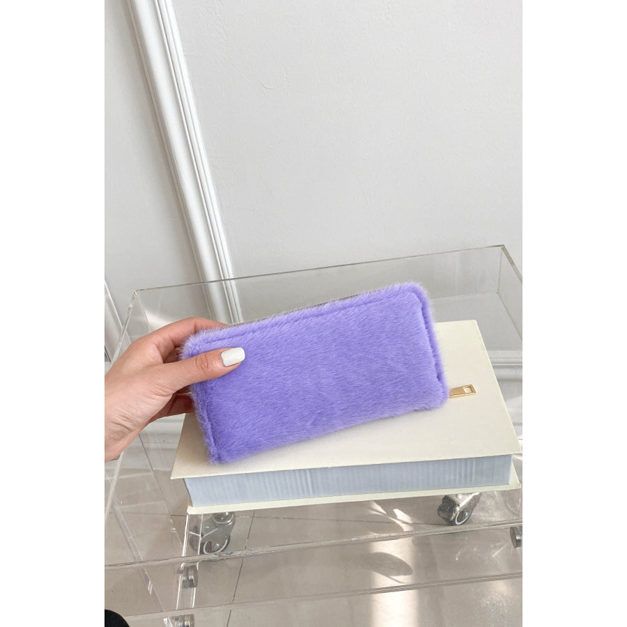 Solid Color Fluff Rectangle Wallet Apparel and Accessories