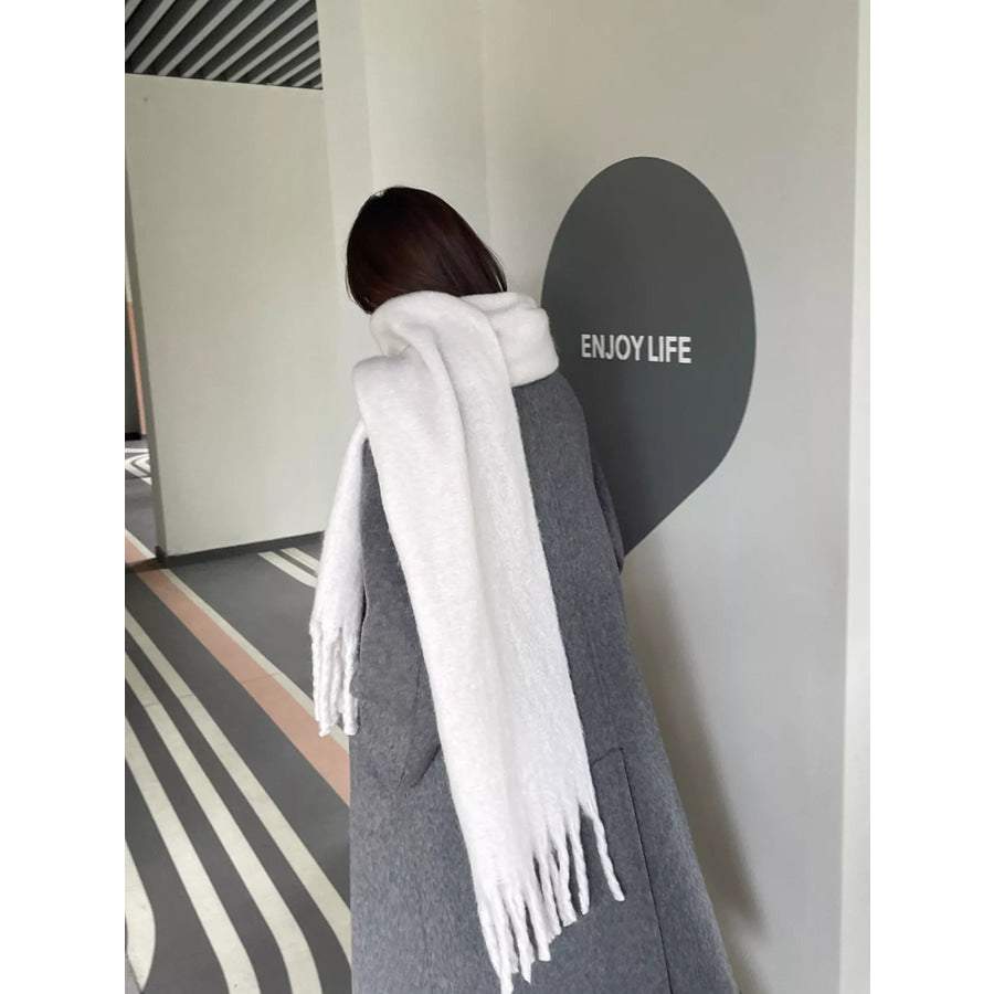 Solid Color Fringe Scarf Apparel and Accessories